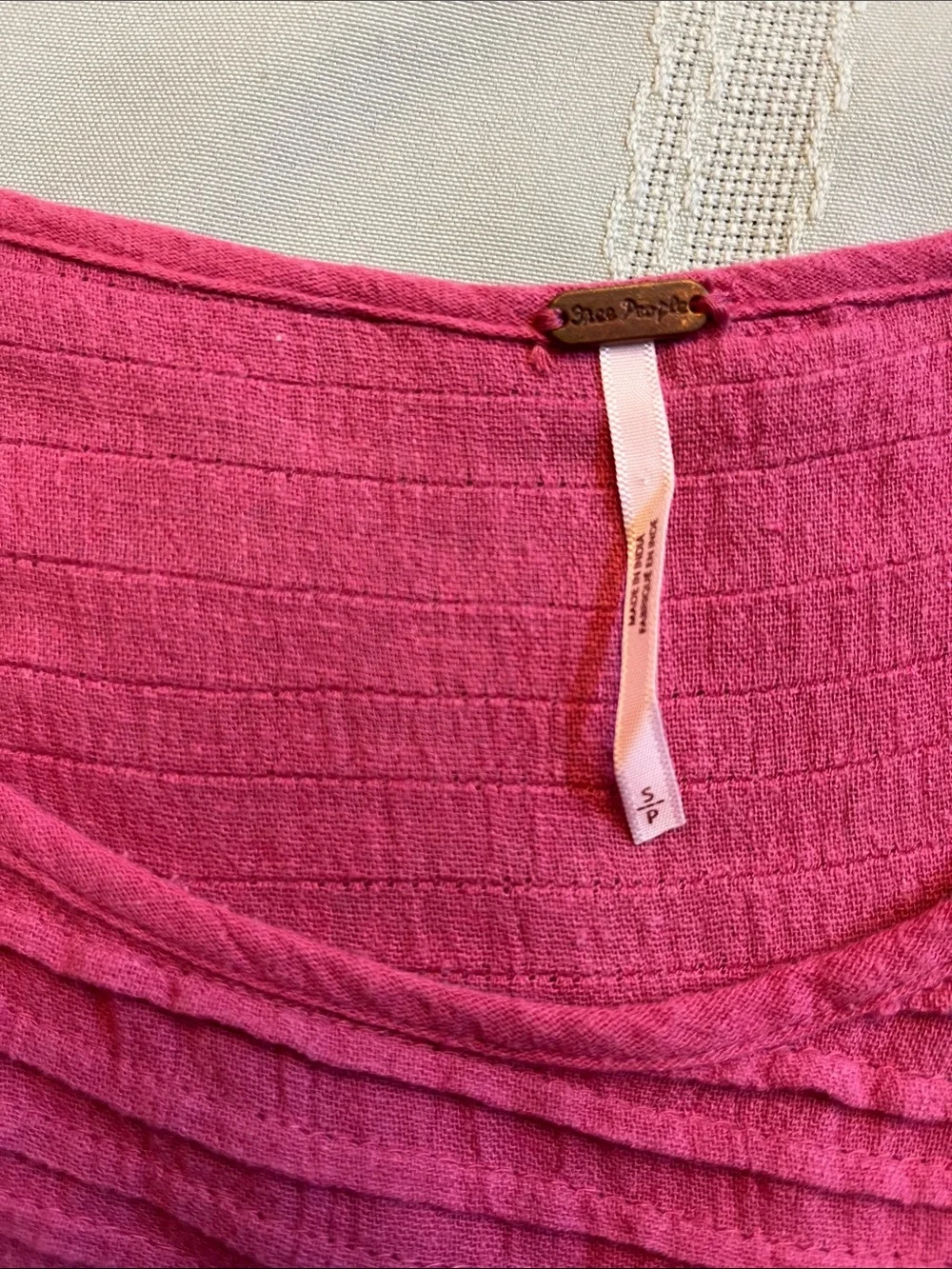Free People Rose-Pink Puff Sleeve Tunic Top